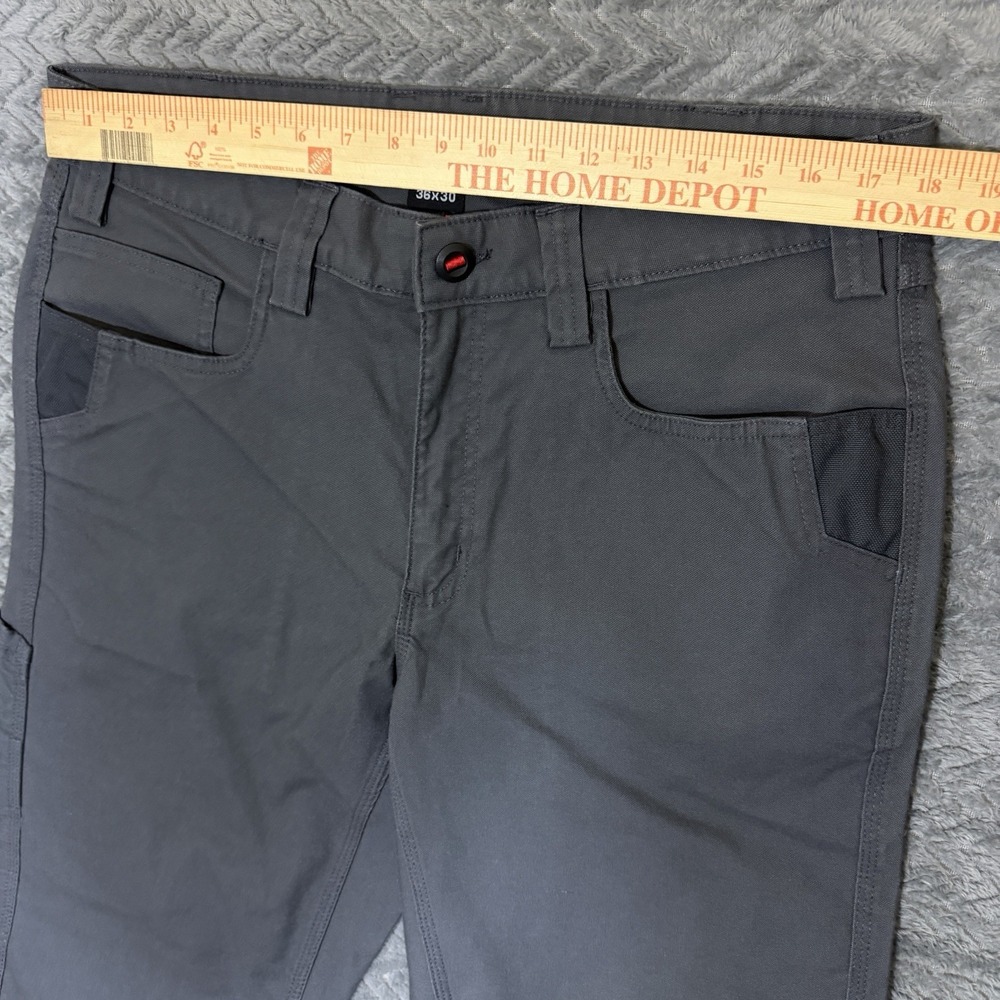 Milwaukee Work Pants Mens 36x30 Canvas FreeFlex Workwear Gray Utility Pockets - Picture 5 of 13